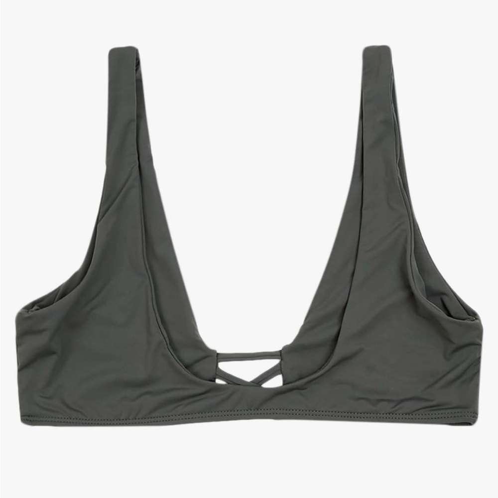 ❤️… Dippin Daisys Olive Green Scoop Seamless Pullover Crisscross Bikini Top